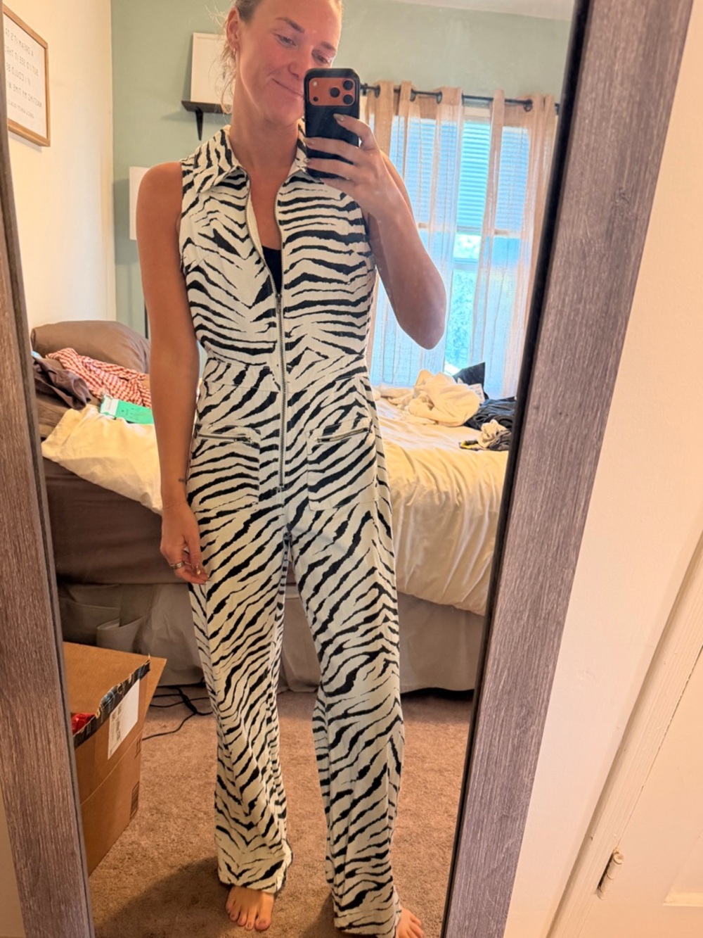 Nasty Gal Black & White Zebra Print Sleeveless Jumpsuit